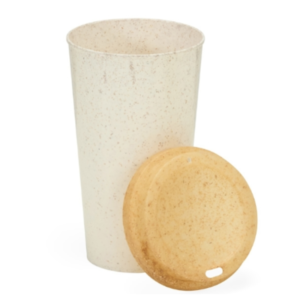 Copo Fibra de arroz c tampa colorida