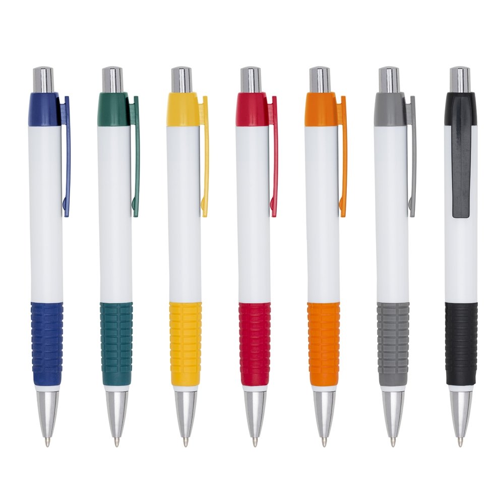 511 - Caneta Plástica com pega emborrachada